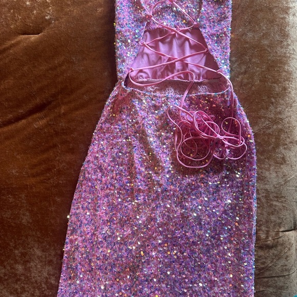 Lucy in the Sky Pink Velvet Sequin Dress - Picture 10 of 11